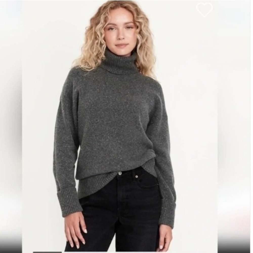 Old Navy Women's Sz XS Petite Turtleneck Sweater Dark Charcoal Gray Ribbed Cuffs